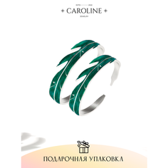 Кольцо Caroline Jewelry, кристалл, эмаль, безразмерное, серебряный, зеленый