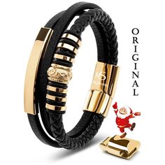 Плетеный браслет MyStrong. The best is in your hands, металл, размер 21 см, размер M, черный