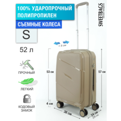 Чемодан Sweetbags, 52 л, размер S, песочный
