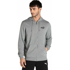 Толстовка спортивная PUMA Essentials Small Logo french Terry Full-Zip Hoodie, размер M, , серый/черный