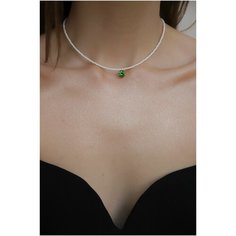 Чокер BLV Jewerly, фианит, жемчуг имитация, длина 38 см, белый