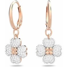 Серьги с подвесками SWAROVSKI, кристаллы Swarovski, розовое золото