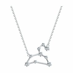 Колье Яхонт, серебро, 925 проба, фианит, длина 40 см., бесцветный