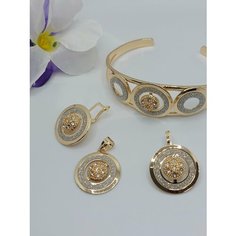 Серьги, искусственный камень, золотистый No Brand.