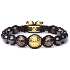 Плетеный браслет Karma Jewels, гематит, размер 21 см, размер XL, серебристый