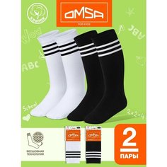 Гольфы Omsa Школа 2024, 2 пары, размер 35-38 (20-22), , черный, белый
