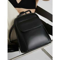 Сумка-рюкзак , фактура лаковая, гладкая, глубокий черный Megapolis Styles