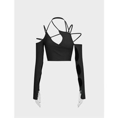 Кроп-топ, размер ONE SIZE (42-46), чёрный Нет бренда