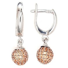 Серьги с подвесками The Jeweller, серебро, 925 проба, бронзирование, фианит, , серебристый, оранжевый