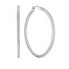Серьги конго The Jeweller, серебро, 925 проба, родирование, фианит, размер 50 мм, , серебристый