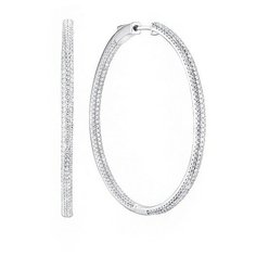 Серьги конго The Jeweller, серебро, 925 проба, родирование, фианит, размер 50 мм, , серебристый