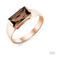 Кольцо Яхонт, золото, 585 проба, раухтопаз, размер 17, коричневый