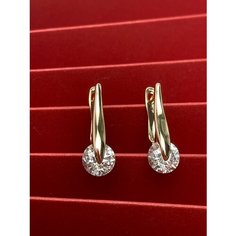 Серьги XUPING JEWELRY, циркон, золотой