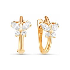 Серьги Infini, красное золото, 585 проба, фианит, размер 11.7 мм, длина 1.17 см, , белый