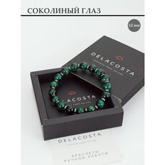 Браслет DELACOSTA, соколиный глаз, размер 20 см, размер XL, зеленый/черный