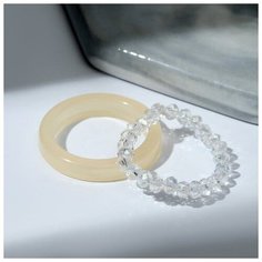 Кольцо Queen Fair, пластик, силикон, стекло, искусственный камень, желтый/белый
