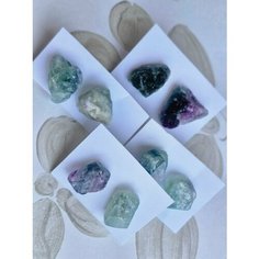 Серьги пусеты ЛЕТО JEWELRY, флюорит, зеленый