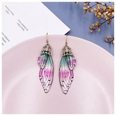 Серьги с подвесками, коричневый, розовый, зеленый Murmure Shop