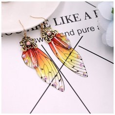 Серьги с подвесками, коричневый, оранжевый Murmure Shop