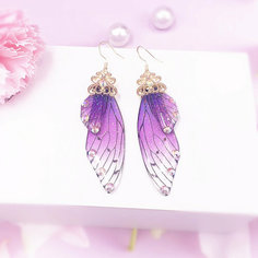 Серьги с подвесками, золотой, фиолетовый Murmure Shop