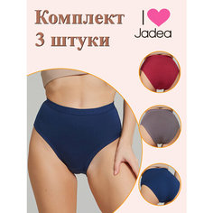 Трусы Jadea, комплект из 3 шт., размер 4, синий, бордовый, серый