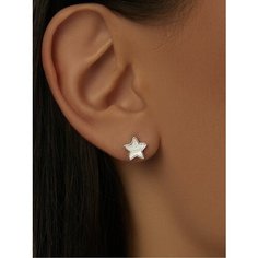 Серьги пусеты MIESTILO, серебро, 925 проба, родирование, перламутр, , серебристый, белый