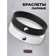 Комплект браслетов YUDZURU, 2 шт., размер 20 см, размер one size, черный, белый