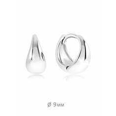 Серьги конго VALTERA, серебро, 925 проба, родирование, размер 9 мм, , серебристый