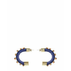 Серьги пусеты Pichulik, размер 45 мм, синий/золотой