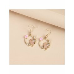 Серьги, золотой, розовый Без бренда