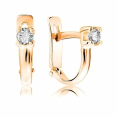 Серьги VALTERA, серебро, 925 проба, золочение, фианит, длина 1 см, , золотистый