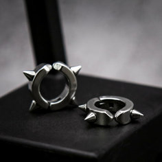 Серьги Spikes, размер 18 мм, серебристый