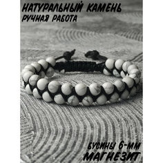 Плетеный браслет, магнезит, 1 шт., размер one size, белый декорица