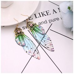 Серьги с подвесками, коричневый, зеленый Murmure Shop