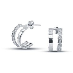 Серьги пусеты Silver WINGS, серебро, 925 проба, фианит, , серебристый