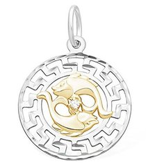 Подвеска The Jeweller, серебро, 925 проба, родирование, фианит, золотистый, серебристый
