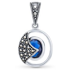 Подвеска Silver WINGS, серебро, 925 проба, марказит, фианит, серебристый/синий