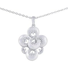 Подвеска ELEMENT47, серебро, 925 проба, родирование, фианит, перламутр, серебристый/белый