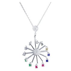 Подвеска ELEMENT47, серебро, 925 проба, родирование, фианит, мультиколор, серебристый