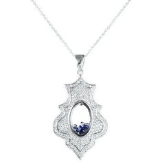 Подвеска ELEMENT47, серебро, 925 проба, родирование, стекло, фианит, серебристый/синий