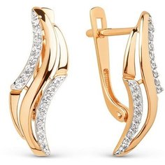 Серьги The Jeweller, красное золото, 585 проба, фианит, , золотистый