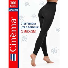 Легинсы Cinema черные с мехом 300 den, 300 den, размер 4, черный