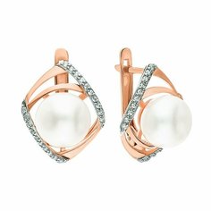 Серьги Яхонт, золото, 585 проба, жемчуг, фианит, , белый/бесцветный