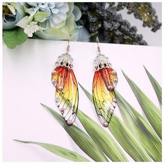 Серьги с подвесками, оранжевый, серебряный Murmure Shop