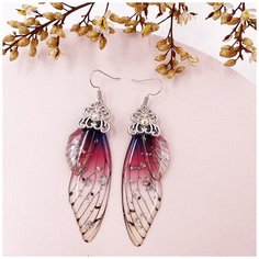 Серьги с подвесками, красный, серебряный Murmure Shop