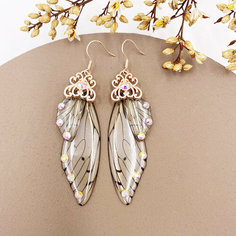 Серьги с подвесками, золотой, бесцветный Murmure Shop
