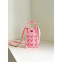 Сумка , фактура вязаная, плетеная, розовый Wear Hearts