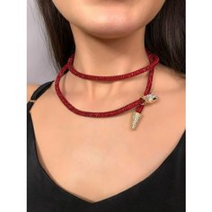 Колье, искусственный камень, длина 85 см, бордовый Бантами