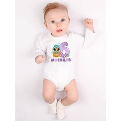 Боди Валерия Мура, размер 74, белый, фиолетовый, коричневый