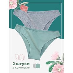 Трусы , комплект из 2 шт., размер M, зеленый, серый Kot Ton